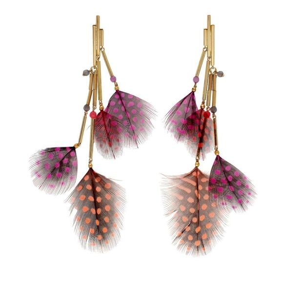 Susan Suell Curiosity Feather handmade spotty colourful feathers Post Earrings - Picture 7 of 7